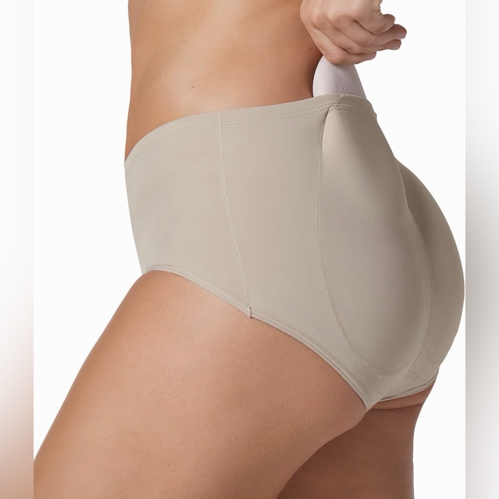 NWT LEONISA Brazilian Butt Lift Shape-wear Nude Padded Panties Size: Medium - Picture 3 of 6